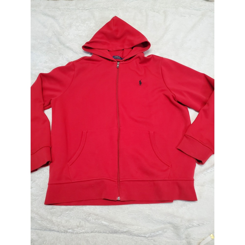 Polo‎ Ralph Lauren Cherry Red Full Zip Hoodie Cardigan XL Casual Logo Classic